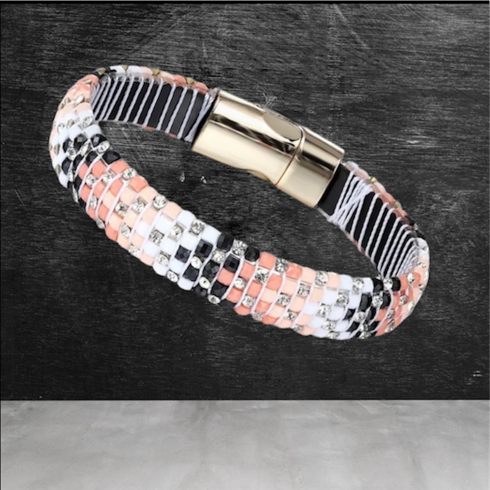 Handmade Bead Crystal Bracelet Magnetic Closure